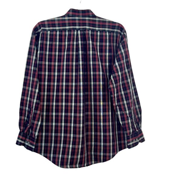 Izod Mens Button Up Long Sleeves Shirt Size L Collared Plaid Red Black Cotton - Picture 3 of 10